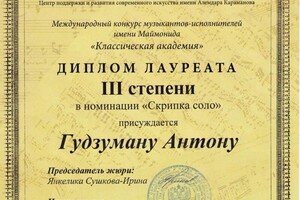 Диплом / сертификат №35 — Гудзуман Антон Алексеевич