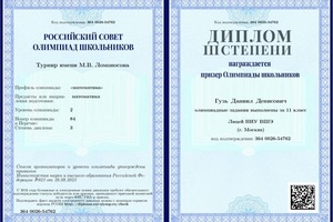 Диплом / сертификат №1 — Гузь Даниил Денисович