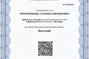 Диплом / сертификат №11 — Хромченкова Татьяна Евгеньевна