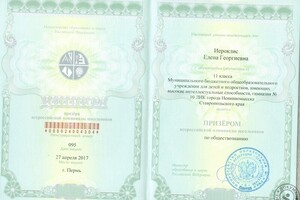 Победитель всероссийской олимпиады школьников по обществознанию — Иероклис Елена Георгиевна