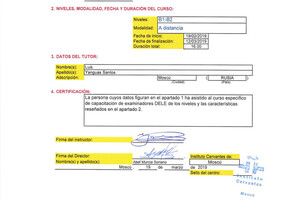 Диплом, подтверждающий, что я экзаменатор экзаменов DELE на уровнях B1-B2. — Iker Montero de Pedro