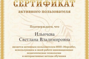 Диплом / сертификат №13 — Ильичева Светлана Владимировна