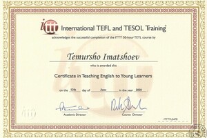 Certificate in Teaching English to Young Learners — Иматшоев Темуршо Киматшоевич