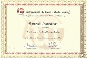 Certificate in Teaching Business English — Иматшоев Темуршо Киматшоевич