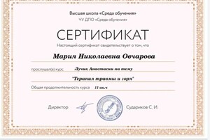 Диплом / сертификат №15 — Николаевна Овчарова Мария