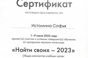 Диплом / сертификат №5 — Истомина Софья Александровна