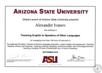 TESOL certificate — Иванов Александр Валерьевич