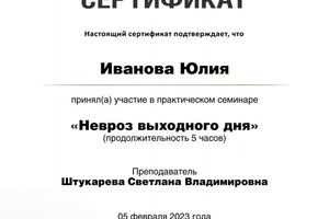 Диплом / сертификат №6 — Иванова Юлия Александровна