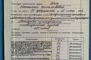 Свидетельство о повышении квалификации — Эбель Наталия Вячеславовна