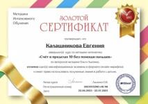 Диплом / сертификат №11 — Калашникова Евгения Павловна