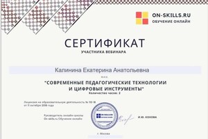 Диплом / сертификат №9 — Калинина Екатерина Анатольевна