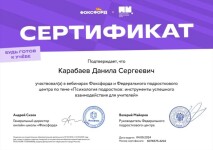 Диплом / сертификат №11 — Карабаев Данила Сергеевич