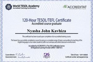 TEFL Certificate — Кавиза Ньяша Джон