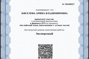 Диплом / сертификат №1 — Киселева Арина Владимировна