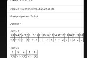 результаты экзамена ОГЭ БИОЛОГИЯ. Занятия длились 2 месяца — Клабукова Дарья Дмитриевна