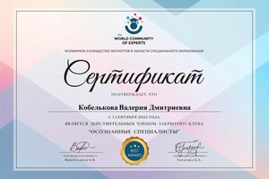 Диплом / сертификат №16 — Кобелькова Валерия Дмитриевна