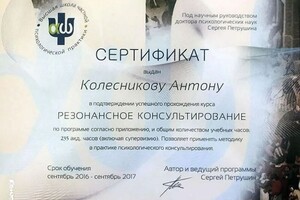 Диплом / сертификат №12 — Колесников Антон Владимирович