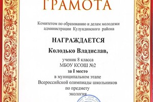 Диплом / сертификат №5 — Колодько Владислав Дмитриевич