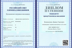 Диплом / сертификат №5 — Коноваленко Даниил Сергеевич