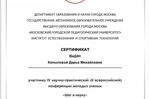 Диплом / сертификат №3 — Копылова Дарья Михайловна