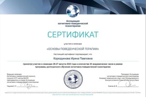 Диплом / сертификат №21 — Коркодинова Ирина Павловна