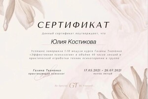 Диплом / сертификат №8 — Костикова Юлия Вячеславовна