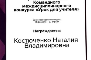 Диплом / сертификат №25 — Костюченко Наталия Владимировна