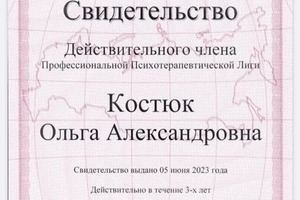 Диплом / сертификат №8 — Костюк Ольга Александровна