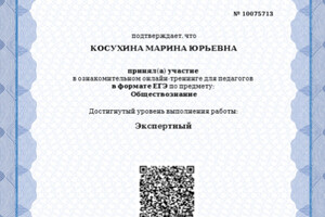 Свидетельство о прохождении диагностики МЦКО в формате ЕГЭ на уровне эксперта — Косухина Марина Юрьевна