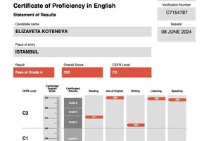 Диплом / сертификат №2 — Котенева Елизавета Романовна