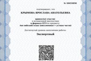 Диагностика МЦКО в формате ЕГЭ-Экспертный уровень — Крымова Ярослава Анатольевна