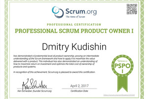 Scrum Product Owner — Кудишин Дмитрий Алексеевич