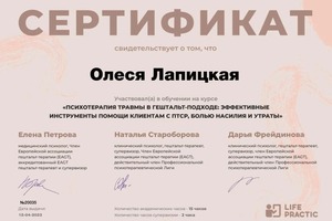 Диплом / сертификат №2 — Лапицкая Олеся Борисовна