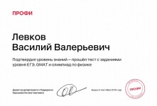 Диплом / сертификат №1 — Левков Василий Валерьевич