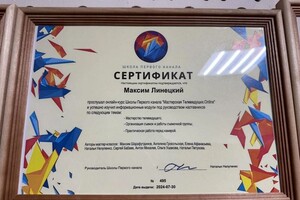 Диплом / сертификат №3 — Линецкий Максим Дмитриевич