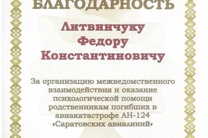 Диплом / сертификат №110 — Литвинчук Федор Константинович