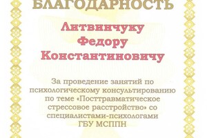 Диплом / сертификат №119 — Литвинчук Федор Константинович