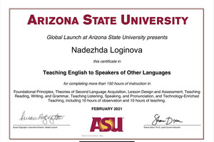 TESOL Arizona State University — Логинова Надежда Витальевна