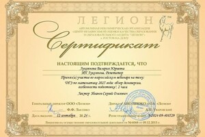 Диплом / сертификат №11 — Лукоянова Валерия Юрьевна