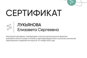 Диплом / сертификат №22 — Лукьянова Елизавета Сергеевна