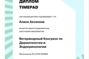 Диплом / сертификат №20 — Аксенова Алиса Александровна