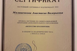 Диплом / сертификат №2 — Малашенкова Анастасия Валерьевна