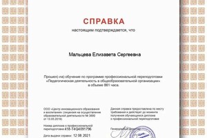 Диплом / сертификат №4 — Мальцева Елизавета Сергеевна