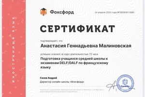 Диплом / сертификат №13 — Малиновская Анастасия Геннадьевна