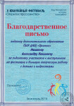Благодарственное письмо — Малянов Александр Павлович