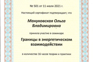 Диплом / сертификат №141 — Мануковская Ольга Владимировна