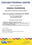 Сертификат о прохождении тренинга How to prepare students for IELTS — Маркова Мария Юрьевна