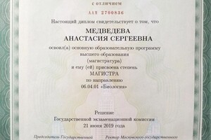 Диплом / сертификат №2 — Медведева Анастасия Сергеевна