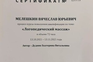 Диплом / сертификат №4 — Мелёшкин Вячеслав Юрьевич