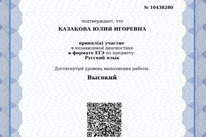 Диплом / сертификат №8 — Миронычева Юлия Игоревна